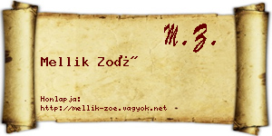 Mellik Zoé névjegykártya